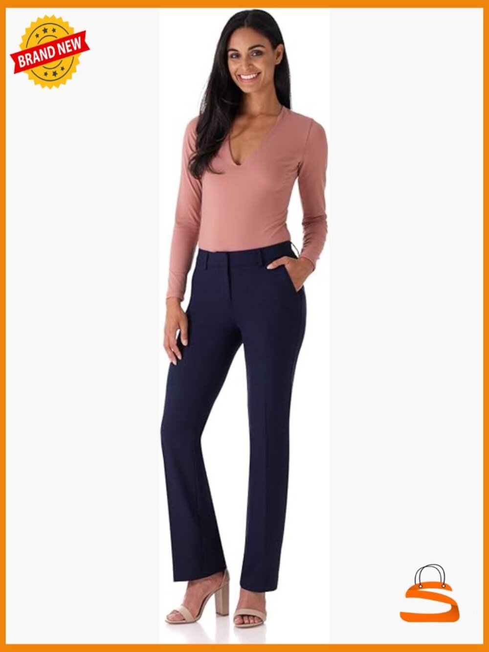 Women's Straight Leg Dress Pant, Mid-Rise Stretch Trouser
